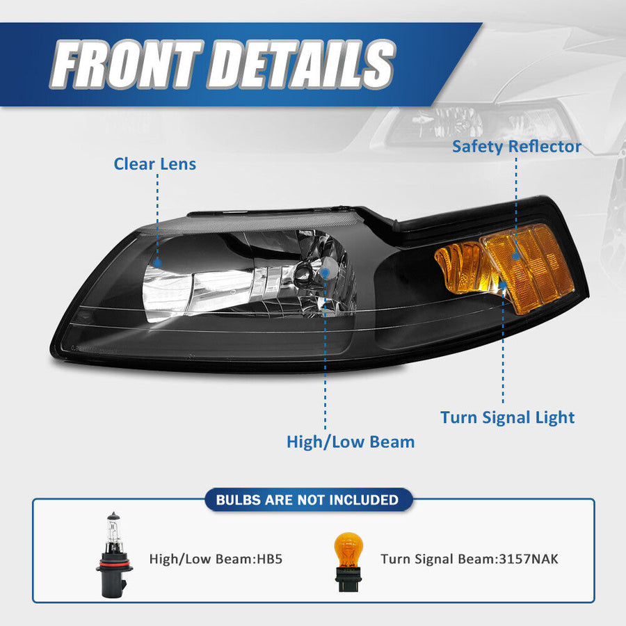 1999-2004 SN95/New Edge Ford Mustang OE-Style Headlights 1999-2004 SN95/New Edge Ford Mustang OE-Style Headlights