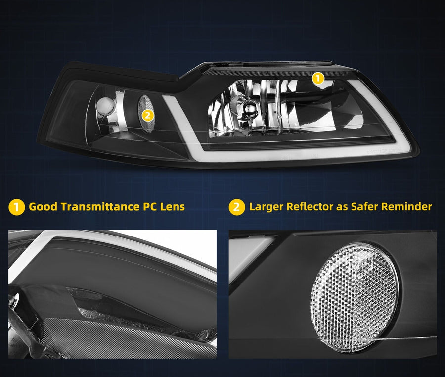1999-2004 SN95/New Edge Ford Mustang LED DRL Headlights 1999-2004 SN95/New Edge Ford Mustang LED DRL Headlights